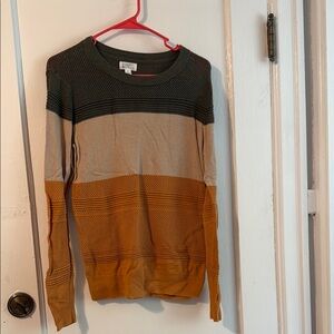 Market & Spruce Green and Tan Crewneck Sweater